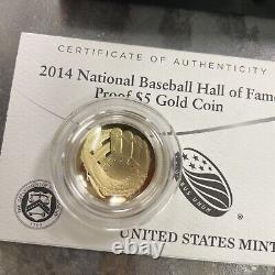 2014 $5 Dollar Gold Baseball Proof