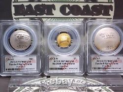 2014 BASEBALL Hall of Fame SILVER & GOLD PCGS PR70 DCAM PETE ROSE (3 Coin) RW