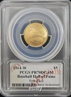 2014 Baseball Gold Quarter Eagle $5. PCGS PR70 DCam Pete Rose. Sig. 24oz AGW