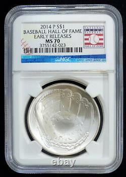 2014 Baseball Hall of Fame Gold Silver Clad 6 Coin Set + Signed Photo NGC 70