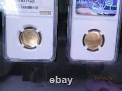 2014 Gold $5 Hall of Fame, 2 Coin Set. Proof and Mint State. Complete in Display