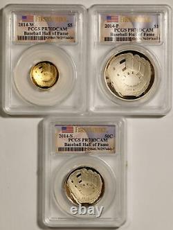 2014 Proof Baseball Hall of Fame 3-Coin Commemorative Set PR70DCAM PCGS 29744430