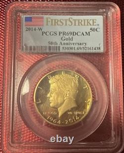 2014-W 50th Anniversary 50C GOLD PROOF High Relief JFK KENNEDY PCGS PF69 PR69 FS