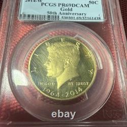 2014-W 50th Anniversary 50C GOLD PROOF High Relief JFK KENNEDY PCGS PF69 PR69 FS