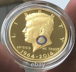 2014-W 50th Anniversary. 9999 Gold Proof Kennedy 50C Half Dollar with OGP & COA