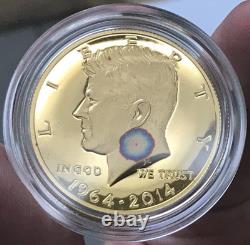 2014-W 50th Anniversary. 9999 Gold Proof Kennedy 50C Half Dollar with OGP & COA