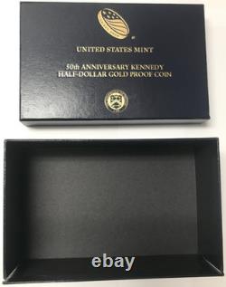 2014-W 50th Anniversary. 9999 Gold Proof Kennedy 50C Half Dollar with OGP & COA