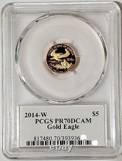 2014-W $5 AMERICAN EAGLE PR70DCAM Ronald D Sanders Label 1/10 Oz GOLD Coin