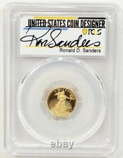 2014-W $5 AMERICAN EAGLE PR70DCAM Ronald D Sanders Label 1/10 Oz GOLD Coin