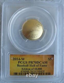 2014 W $5 Gold Baseball Hall of Fame Coin PCGS PF-70 DCAM
