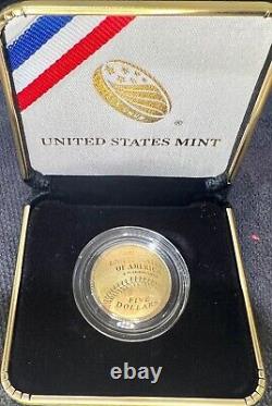 2014 W $5 Gold Proof Baseball Hall of Fame Coin With Original Box & COA