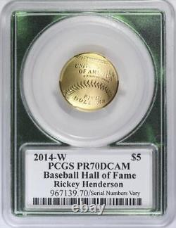 2014-W $5 Proof CommemPCGS PR70DCAM Rickey Henderson Gold Auto