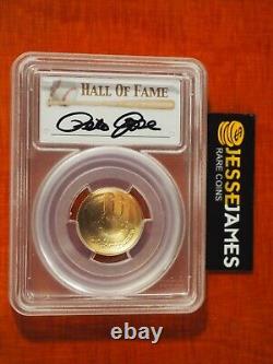 2014 W $5 Unc Gold Baseball Commemorative Pcgs Ms70 Pete Rose Signed Hof Label