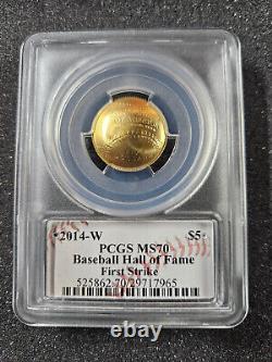 2014-W BASEBALL HALL OF FAME $5 Gold Commemorative PCGS MS70 Cassie Mcfarlane