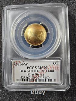 2014-W BASEBALL HALL OF FAME $5 Gold Commemorative PCGS MS70 Cassie Mcfarlane