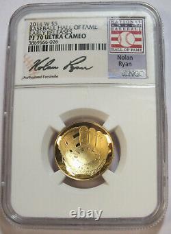 2014-W Baseball $5 Gold Coin NGC PF70 UCam Nolan Ryan Early Releases BX448