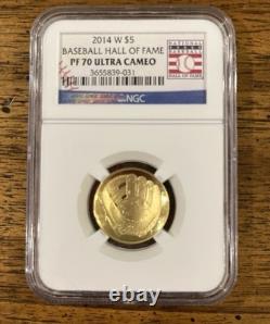 2014 W Baseball HOF $5 Gold Coin- Commemorative -NGC PF 70-Ultra Cameo