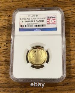 2014 W Baseball HOF $5 Gold Coin- Commemorative -NGC PF 70-Ultra Cameo