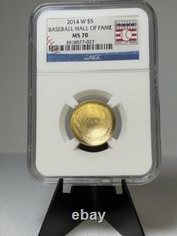 2014-W Baseball Hall of Fame $5 NGC MS 70 Gold Modern Commemorative