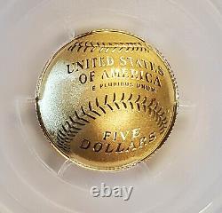2014-W Baseball Hall of Fame $5 Proof Gold Coin Hank Aaron Signed PCGS PR70 FS