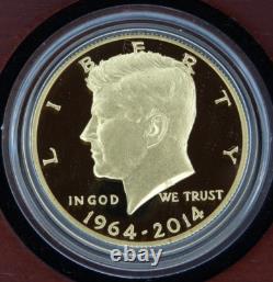 2014-W Kennedy Half Dollar 3/4 oz Gold Commemorative Proof Box & COA US Mint