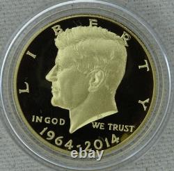 2014-W Kennedy Half Dollar 3/4 oz Gold Commemorative Proof Box & COA US Mint