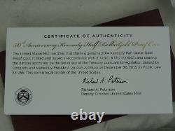 2014-W Kennedy Half Dollar 3/4 oz Gold Commemorative Proof Box & COA US Mint