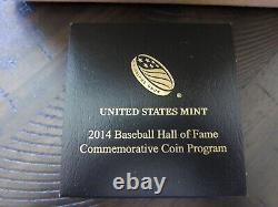 2014 W National Baseball Hall Of Fame $5 Gold Proof Coin Case & Coa
