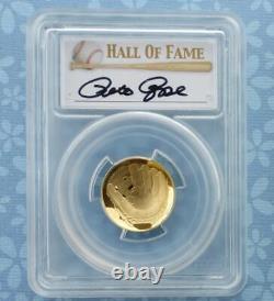 2014 W PCGS Proof 70 Deep Cameo GOLD Baseball Glove $5 Coin, Pete Rose Signature