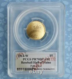 2014 W PCGS Proof 70 Deep Cameo GOLD Baseball Glove $5 Coin, Pete Rose Signature