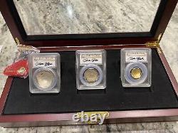 2014-W Pete Rose 3 Coin Gold & Silver Baseball Hall of Fame Set PCGS PR-70 DCAM