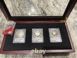 2014-W Pete Rose 3 Coin Gold & Silver Baseball Hall of Fame Set PCGS PR-70 DCAM