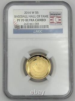 2014 W US Gold $5 Ultra Cameo NGC PF70 Baseball Hall of Fame Coin Proof w box