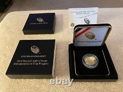 2014-W US Mint Baseball Hall of Fame $5 Gold Proof Coin withOGP & COA
