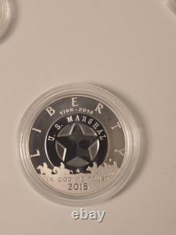 2015 US Marshal 225th Anniversary 3 coin Silver/gold/ Clad set US MINT COINS