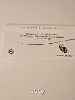 2015 US Marshal 225th Anniversary 3 coin Silver/gold/ Clad set US MINT COINS