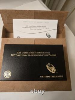 2015 US Marshal 225th Anniversary 3 coin Silver/gold/ Clad set US MINT COINS