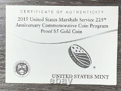 2015 US Marshals Service 225th Anniversary Proof $5 Gold Coin