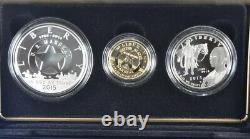 2015 US Marshals Service Commemorative 3-Coin Proof Set 1/4oz-Gold Silver Dollar