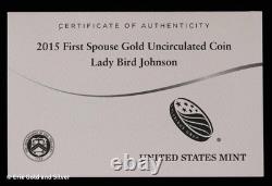 2015-W $10 First Spouse Lady Bird Johnson 1/2 oz Gold Coin in OGP