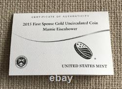 2015-W 1/2 Oz Gold Mamie Eisenhower First Spouse Uncirculated Coin (withBox & COA)