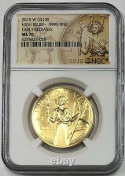2015 W American Liberty High Relief Early Releases Gold $100 NGC MS70