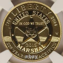 2015-W Gold U. S. Marshals Service $5 NGC PF70 Ultra Cameo