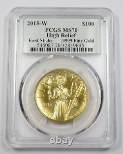 2015-W PCGS MS70 High Relief 1 oz GOLD American Liberty $100 US Coin #33703A