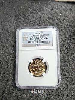2015-W US Marshalls Service $5 Gold First Day Of Issue. NGC PF70 Ultra Cameo