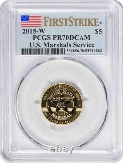 2015-W U. S. Marshals Service Commemorative $5 Gold PR70DCAM First Strike PCGS
