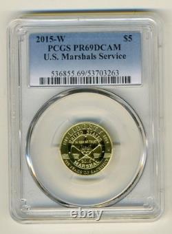 2015-w U. S. Marshals Service Gold $5 Pcgs Pr69 Dcam