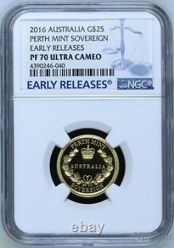 2016 Australia Sovereign 1/4 oz GOLD $25 coin NGC PF70 UC ER with OGP