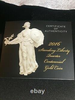 2016 Centennial Gold Coin Standing Liberty Quarter Original Mint Pkg & Coa