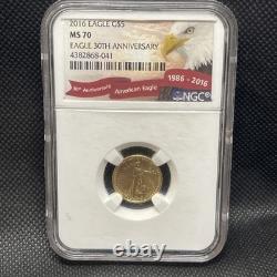 2016 Gold Eagle, G5$, NGC, MS 70, Eagle 30th Anniversary, Tenth-Ounce Gold